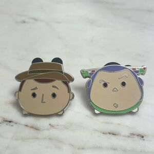 Disney Parks 2017 Tsum Tsum Toy Story Buzz Lightyear & Woody Set of 2 Pins